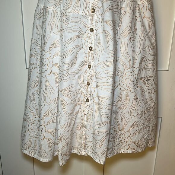 Kay Unger 100% Cotton Cap Sleeve White Gold Midi Summer Romantic Dress Sz 6 - Picture 6 of 13